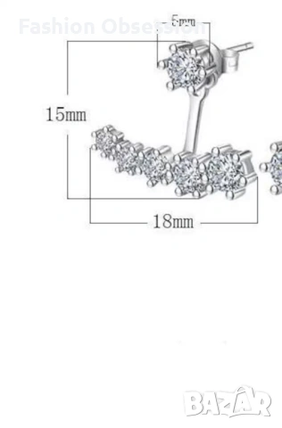 Сребърни обеци с цирконий, снимка 6 - Обеци - 53723418