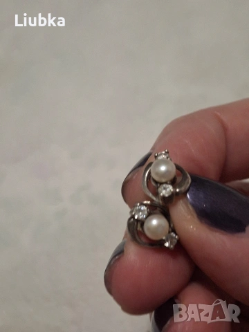 сребърни обеци с камъни, снимка 5 - Обеци - 53461676