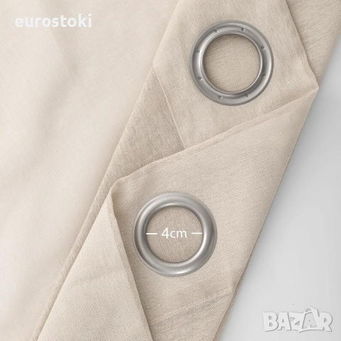 Комплект от 2 светлобежови прозрачни воалирани завеси с капси, за хол, спалня, 260 x 140 см (В x Ш) , снимка 4 - Пердета и завеси - 51884279