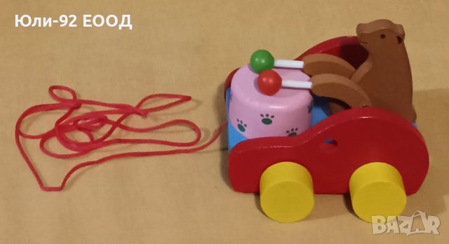 Дървени играчки на колелца с въженце за дърпане, снимка 4 - Играчки за стая - 44405346