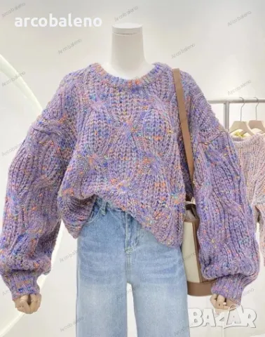 Дамски свободен пуловер с кръгло деколте с усукана колекция, 3цвята , снимка 5 - Блузи с дълъг ръкав и пуловери - 47980383