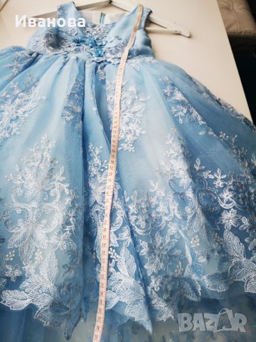 Официална рокля с дантела и тюл светло синя за момиче 8-9 г, снимка 5 - Детски рокли и поли - 41099931