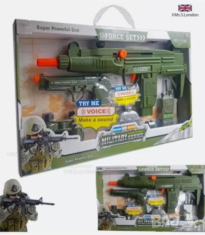 Военен комплект пушка и пистолет с звук зелен КН2918, снимка 6 - Други - 48002837