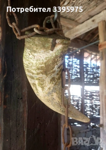 Античен ловджийски рог за барут - XIX век, автентичен, снимка 3 - Антикварни и старинни предмети - 53835732