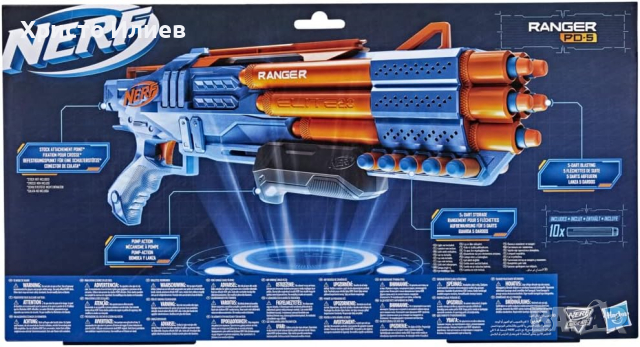 Бластер Нърф Nerf Elite 2.0 Ranger PD-5 Пистолет Помпа, снимка 7 - Други - 44525513