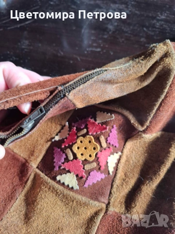 Уникална бохо чанта от естествен велур много запазена, снимка 3 - Чанти - 53190330