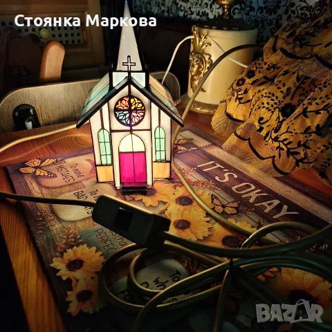 Настолна лампа,изработена в стил Тифани, снимка 8 - Настолни лампи - 55933780