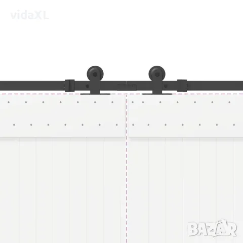 vidaXL Комплект механизъм за плъзгаща врата, 305 см, стомана, черен, снимка 9 - Железария - 56146973