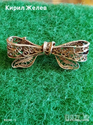 Стара сребърна брошка филигранна изработка уникална рядка 54175, снимка 8 - Други ценни предмети - 53777785