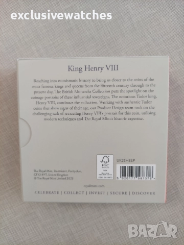 Британски монарси Крал Хенри VIII 2023 Великобритания 1 унция Сребърна монета Proof , снимка 10 - Нумизматика и бонистика - 52151778