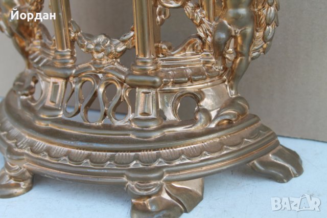 Немски механичен часовник бронз с позлата, снимка 8 - Антикварни и старинни предмети - 41374315