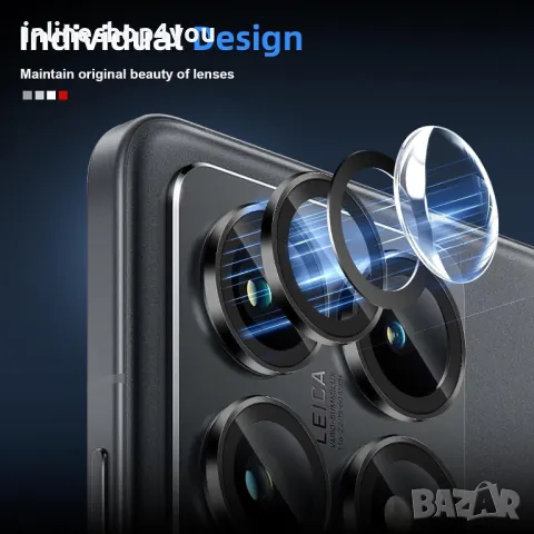 Стъклен Протектор за Камера Тип Рингове за Xiaomi 14T / Pro, снимка 3 - Фолия, протектори - 47840316