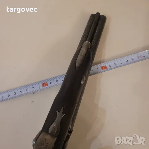 Уникален кремъчен капсулен перкусионен двуцевен пистолет, снимка 6 - Антикварни и старинни предмети - 47814555