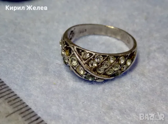 СТАР СКЪПОЦЕНЕН СРЕБЪРЕН ПРЪСТЕН СРЕБРО 925 с ИСКРЯЩИ ФАСЕТИРАНИ ЦИРКОНИ 48652