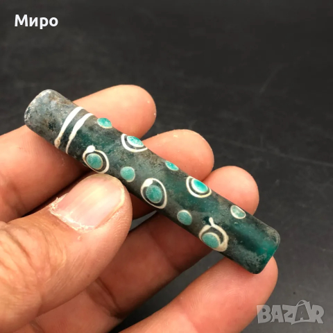 РИСУВАНО СТЪКЛО СТАРА МЪНИСТА ТАЛИСМАН ПРОТИВ УРОКИ АМУЛЕТ ДЗИ МЪНИСТА, снимка 2 - Антикварни и старинни предмети - 44656250