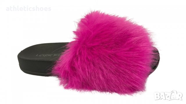 Дамски чехли с пух в цикламено 
