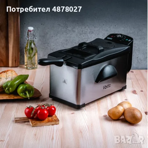 Фритюрник Voltz, 2000W, 2л./ 3л., демонтиращ се съд, капак и филтър,инокс, 2 ГОДИНИ ГАРАНЦИЯ, снимка 3 - Фритюрници - 55753588
