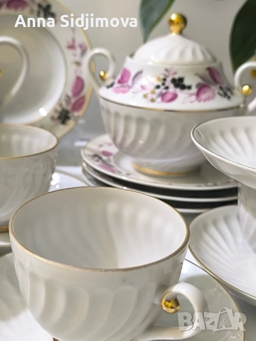 Руски порцелан ЛФЗ сервиз за кафе , снимка 3 - Сервизи - 52216314