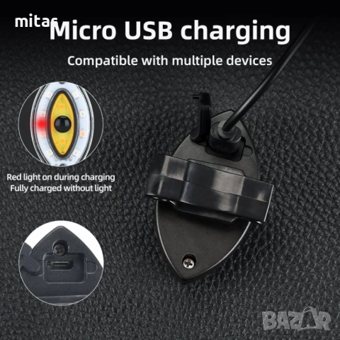 Задна LED стоп светлина за велосипед колело QIXUN EYE, USB, 30 лумена, снимка 4 - Аксесоари за велосипеди - 52037648