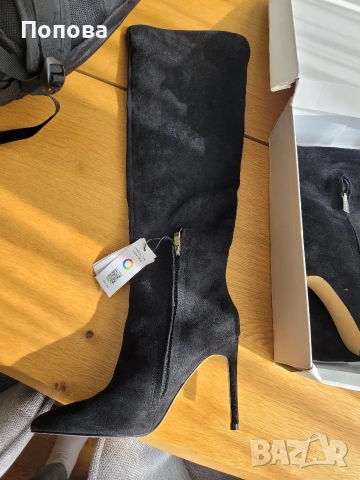 Дамски черни ботуши от велур, снимка 8 - Дамски ботуши - 53844589