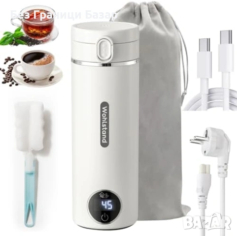 Нова Портативна електрическа кана 500 мл USB-C 6 температури 24ч режим