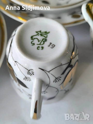 Руски порцелан сервиз за кафе Вербилки , снимка 3 - Сервизи - 52161942