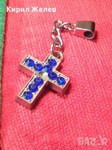 МЕДНО КРЪСТЧЕ с КРАСИВИ СИНИ КРИСТАЛИ ФАСЕТИРАНИ 13459