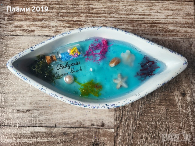 Ръчно изработена керамика с ароматна свещ със соев восък и гел восък , снимка 3 - Други - 53653305