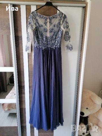 Синя дълга рокля за кума размер 38, снимка 2 - Рокли - 41547234
