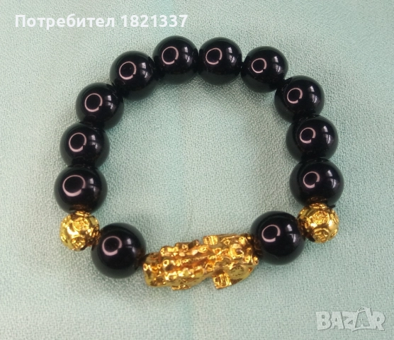 Гривна от мъниста обсидиан, снимка 5 - Гривни - 52349775