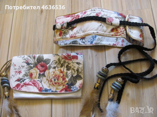 Дамска чанта и колан с мъниста и пера, снимка 4 - Чанти - 53272060