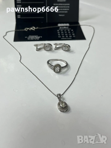 Сребърен комплект бижута 925 проба, снимка 3 - Колиета, медальони, синджири - 53593454