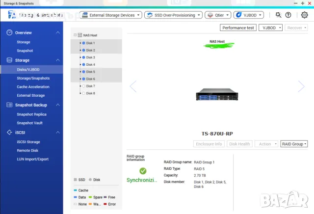 QNAP TS-870U-RP NAS - 8 Bays - 24GB RAM - 10GbE, снимка 8 - Външни хард дискове - 48844380