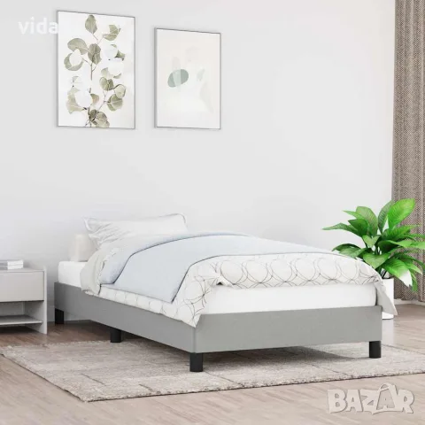 vidaXL Рамка за легло без матрак, светлосива, 90x190 см, плат, снимка 2 - Спални и легла - 56147238