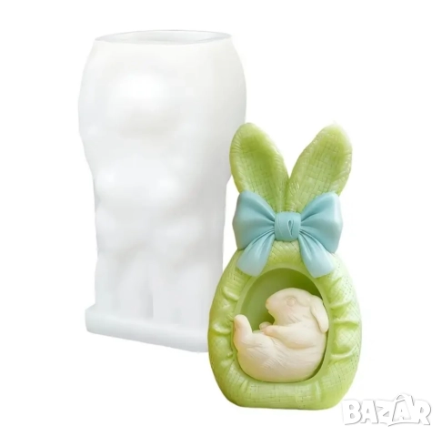 Силиконов молд заек с яйце с панделка два вида , снимка 9 - Форми - 52529770