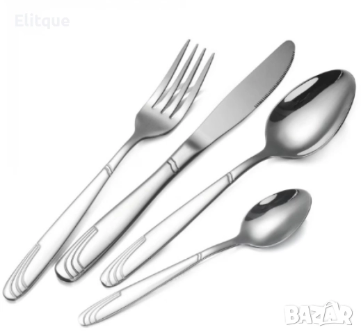 Комплект прибори 24 части Bohmann, кутия, Сребрист/Златен декор, неръждаема стомана, снимка 2 - Други - 52889018