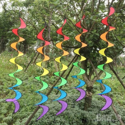 3667 Цветна вятърна въртележка Спирала, снимка 3 - Градински мебели, декорация  - 40353990