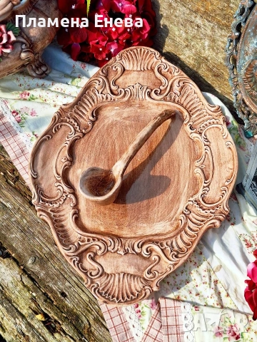 Италиански комплект от Bassano Italy терин, плато и черпак , снимка 18 - Антикварни и старинни предмети - 53744885