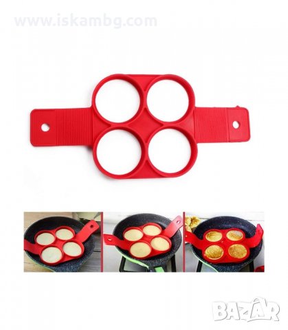 СИЛИКОНОВА ФОРМА ЗА ЯЙЦА И ПАЛАЧИНКИ С 4 ОТВОРА - код 2898, снимка 12 - Форми - 33910353
