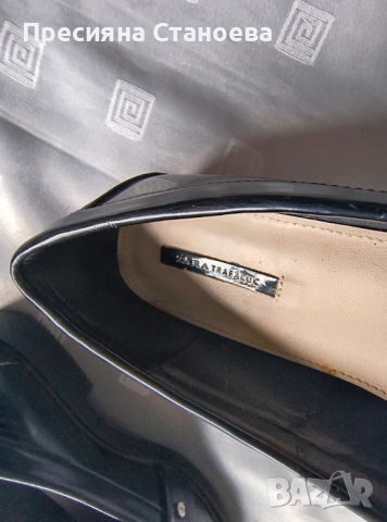 Лоуфъри Zara черни лачени , Lauren Ralph Lauren мокасини , снимка 5 - Дамски ежедневни обувки - 52042080