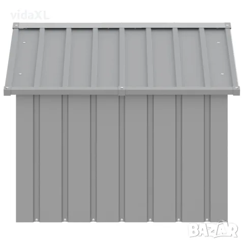 vidaXL Кучешка къща сива 116,5x103x81,5 см поцинкована стомана, снимка 6 - За кучета - 56146346