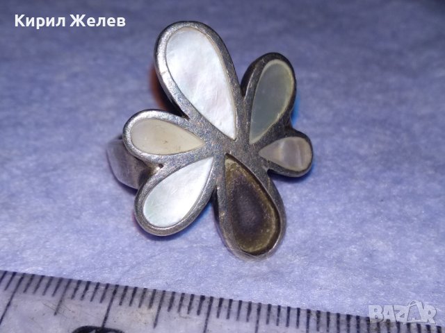 ВЕЛИКОЛЕПЕН ФЛОРАЛЕН СЕДЕФЕН СРЕБЪРЕН ПРЪСТЕН ЦВЕТЕ СРЕБРО 925 ИНКРУСТИРАН с ПОЛИРАН СЕДЕФ 13771, снимка 12 - Пръстени - 41741462