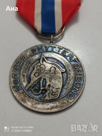 норвежки сребърен медал с маркировка , снимка 1 - Антикварни и старинни предмети - 42138642