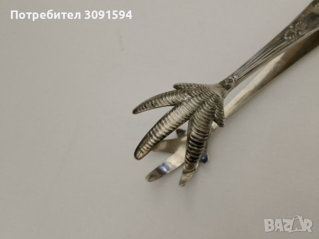  Арт деко винтидж щипки за кубчета лед или захар, посребрена, снимка 5 - Антикварни и старинни предмети - 41688324