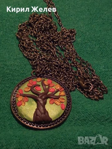 МНОГО КРАСИВ МЕСИНГОВ АРТ НАКИТ МЕДАЛЬОН КОЛИЕ със СИНТЕТИЧНА ГЛИНА РЪЧНО ИЗРАБОТЕН с ВЕРИЖКА 27916, снимка 8 - Колиета, медальони, синджири - 37097548