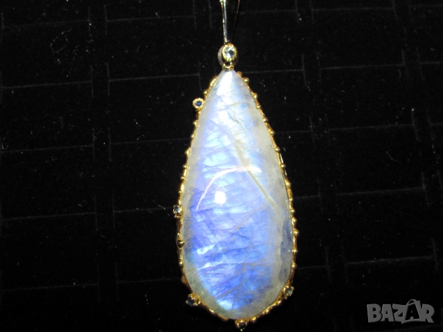 925 сребърно колие с лунен камък 90 карата, подходящо за подарък