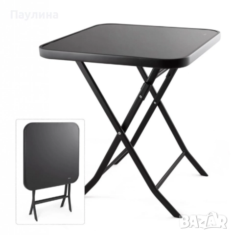 Сгъваема маса Muhler, със стъклен плот, снимка 2 - Градински мебели, декорация  - 51505962