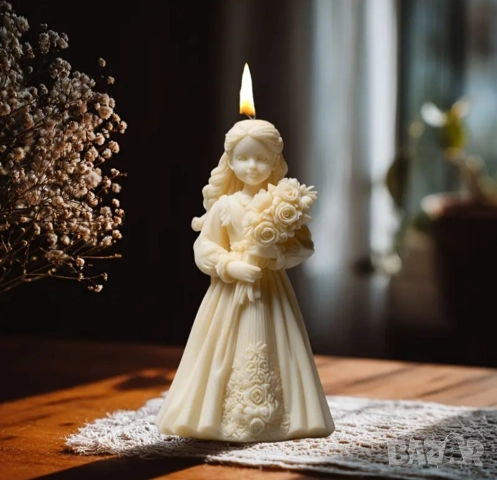 Силиконов молд момиче с букет 11,8 см, снимка 2 - Форми - 52211379