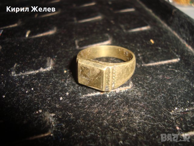 СТАР ПОЗЛАТЕН БРОНЗОВ ПРЪСТЕН ОРНАМЕНТИРАН РЪЧНО МАЙСТОРСКА АРТ ДЕКО ИЗРАБОТКА МАСИВЕН 22349, снимка 3 - Антикварни и старинни предмети - 33867206