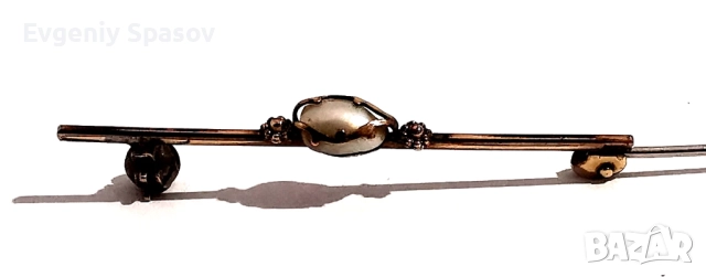 Старинна Позлатена Елегантна Брошка Игла за Вратовръзка с Перла, снимка 4 - Други - 52440932